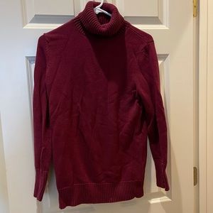Maroon Turtleneck Sweater L Ann Taylor Loft